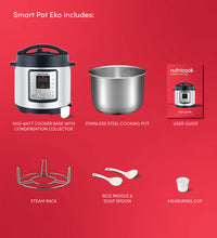 Load image into Gallery viewer, Nutricook Smart Pot Eko, 9 in 1 Electric Pressure Cooker, 14 Smart Programs, Brushed Stainless Steel/Black - 6 Liters, 1000 Watts
