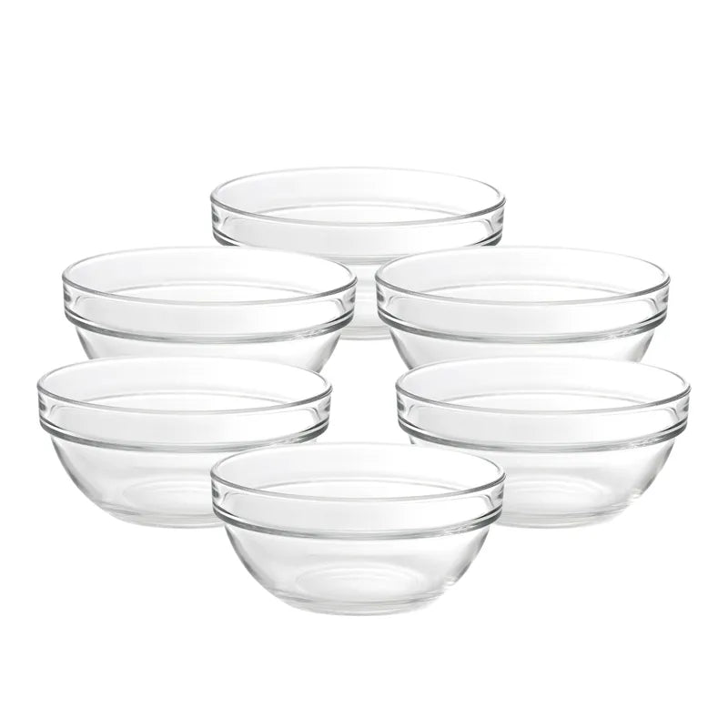 Ocean Glassware Set of 6 Stack Glass Bowls - 10cm