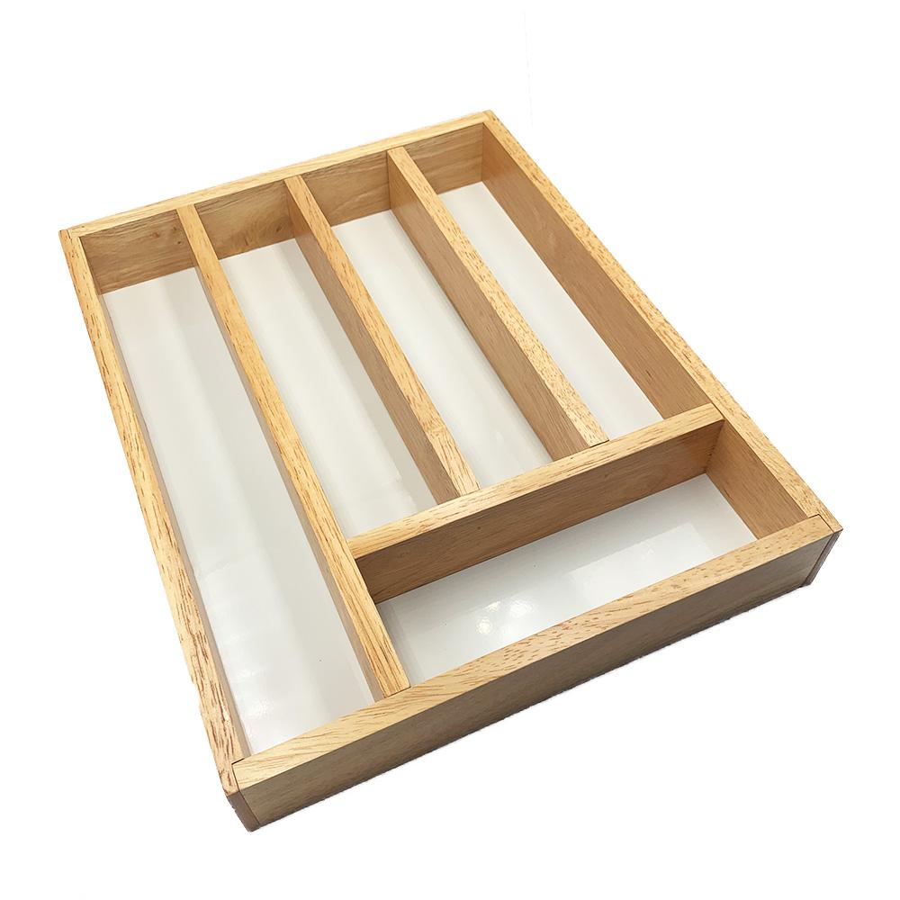 Topps Wooden Kitchen Drawer Organizer, Cutlery Tray - 26 x 33 x 5cm, Beige