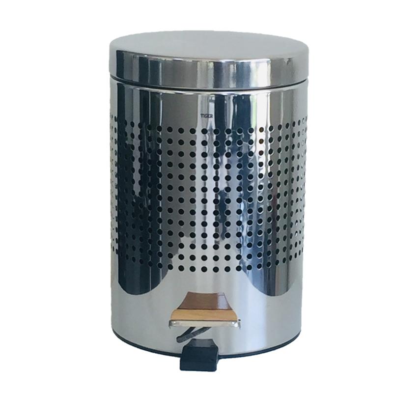 Tiger Inox Stainless Steel Pedal Bin with Wood, 3 Liters , Available in 2 Colors