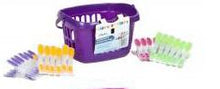 Load image into Gallery viewer, Wham Peg Basket With 24 Soft Grip Pegs- Lime Green, Hot Pink and Purple
