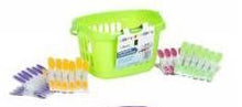 Load image into Gallery viewer, Wham Peg Basket With 24 Soft Grip Pegs- Lime Green, Hot Pink and Purple
