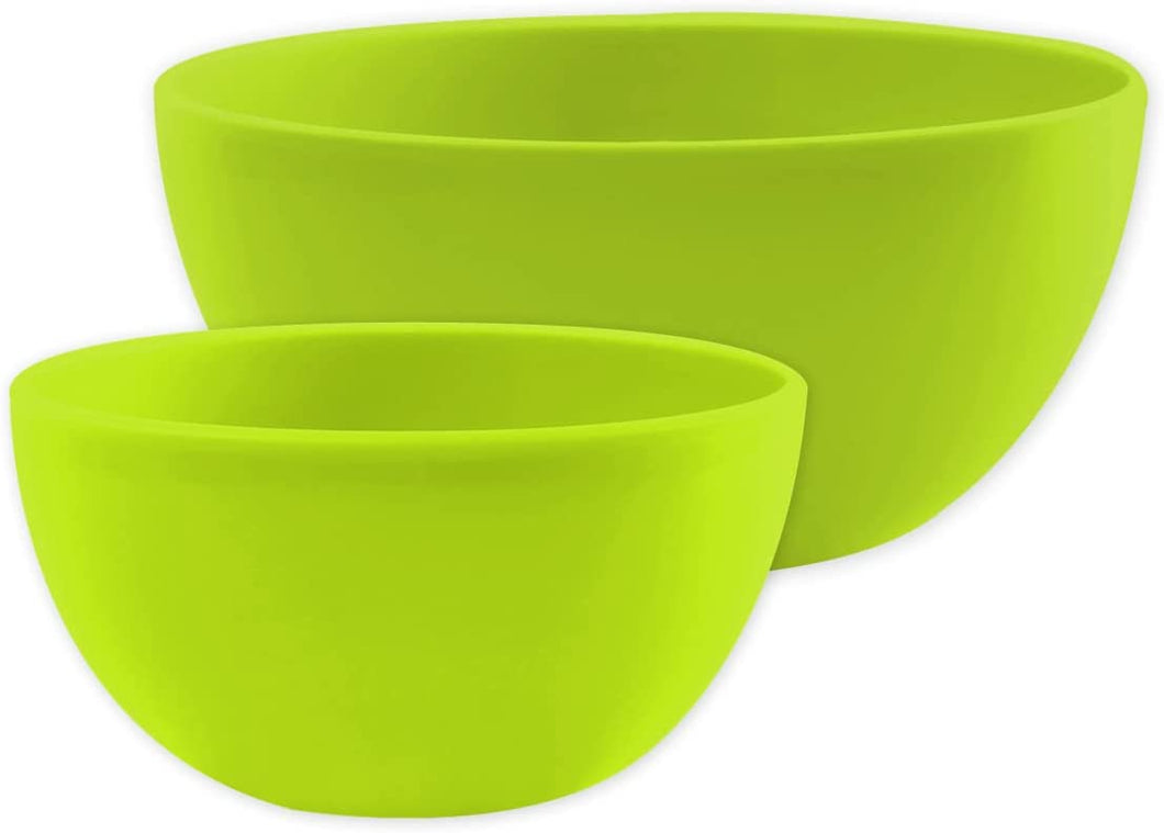 Gab Plastic Set of 2 Bowls, 19cm & 26cm - Lime Green