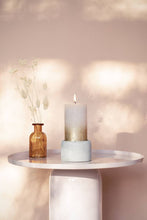 Load image into Gallery viewer, Bolsius Sunset Small Rustic Pillar Candle, Sandy Grey &amp; Gold - 80/68mm
