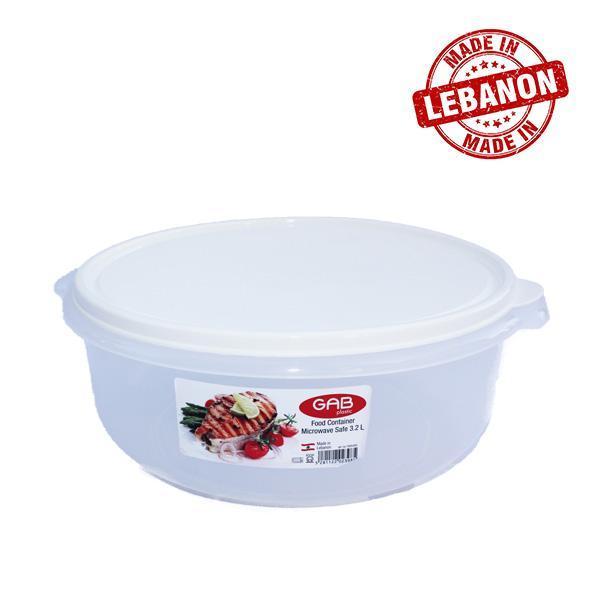 Gab Plastic Round Food Container Microwave Safe - 3.2L