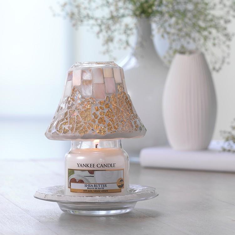 Yankee Candle Gold & Pearl Crackle Small Shade and Tray