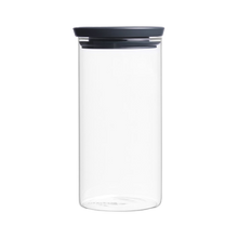 Load image into Gallery viewer, Brabantia Stackable Glass Jar - 1.1L, Dark Grey
