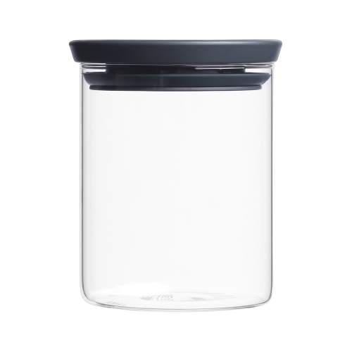 Brabantia Stackable Glass Jar - 0.6L, Dark Grey