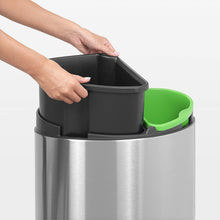 Load image into Gallery viewer, Brabantia Touch Bin Twin Recycling Bin, 10 Liters &amp; 23 Liters - Matt Steel Fingerprint Proof

