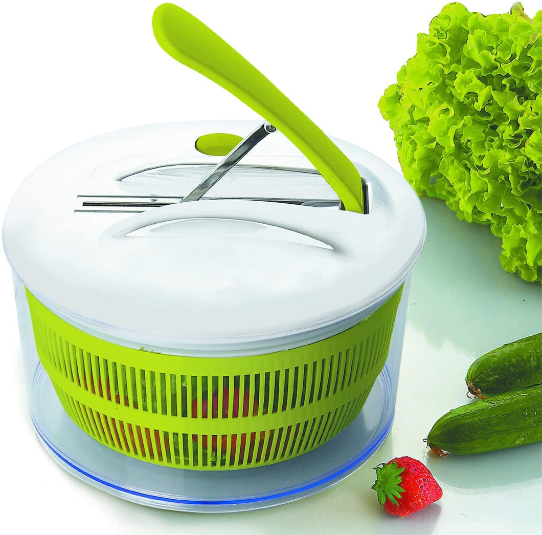 Ibili Mini Salad Dryer / Spinner with Pedal, 16 x 14cm - Transparent, Lime Green & White