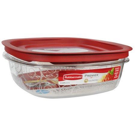 Rubbermaid Premier Easy Find Lids Food Storage Containers -9 Cups, Red
