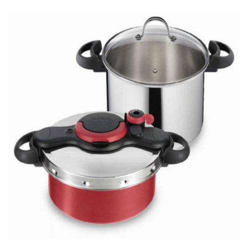 Tefal Clipso Minut Pressure Cooker Set 4 Pcs (Easy 7.5L + Duo 5L + Glass Cover)