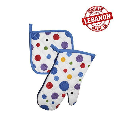 Gab Home Set of Pot Holder and Oven Mitt with Design - 2 Pieces