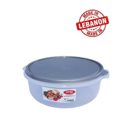 Gab Plastic Round Food Container Microwave Safe - 850ml