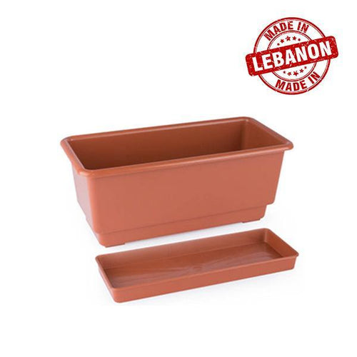 Gab Plastic Rectangular Flower Planters with Tray - 35cm