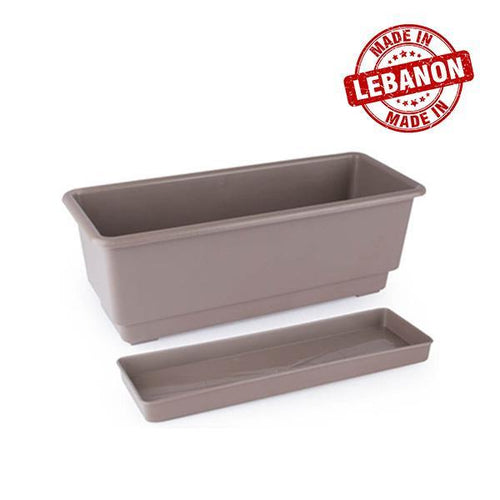 Gab Plastic Rectangular Flower Planters with Tray - 40cm