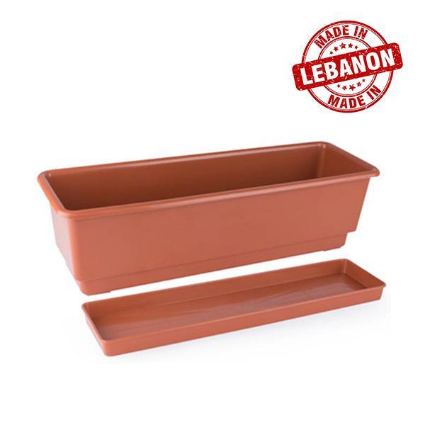 Gab Plastic Rectangular Flower Planters with Tray - 50cm