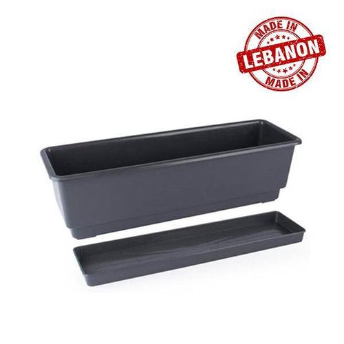 Gab Plastic Rectangular Flower Planters with Tray - 50cm