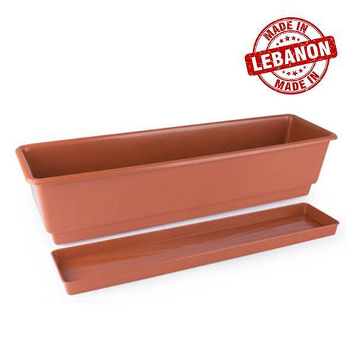 Gab Plastic Rectangular Flower Planters with Tray - 60cm