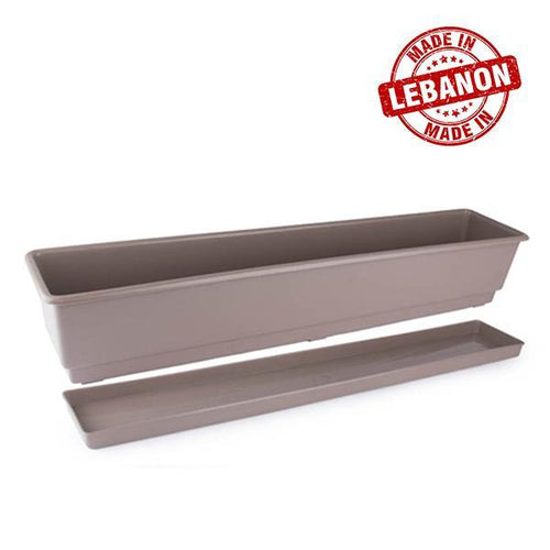 Gab Plastic Rectangular Flower Planters with Tray - 80cm