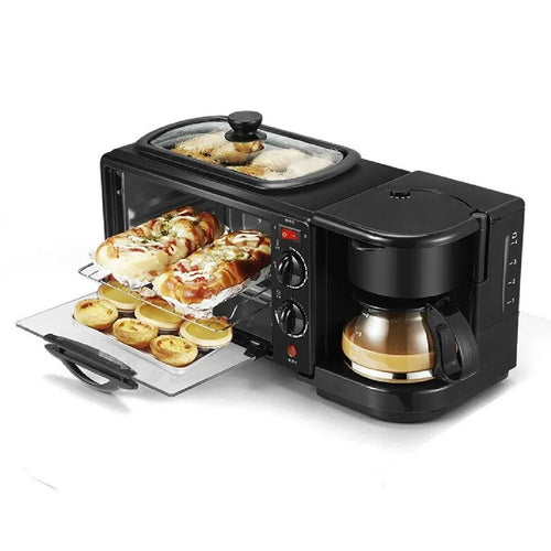 Sonifer 3-in-1 Multi-Functional Breakfast Maker - Coffee Maker, Frying Tray & Oven Toaster  450W-1050W
