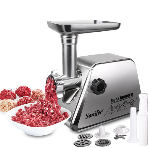 Sonifer Household Kebbe & Meat Grinder & Sausage Filler, Stainless Steel 1500W