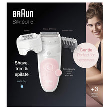 Load image into Gallery viewer, Braun Silk-√âpil Wet &amp; Dry Epilator with 3 Extras including Shaver Head
